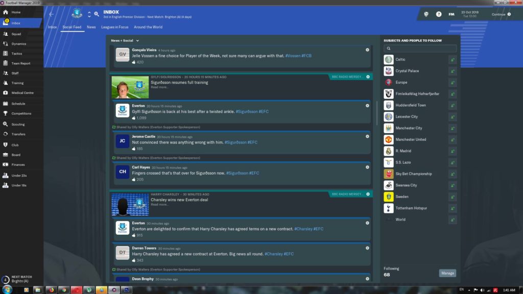 Football Manager 2019-social feed