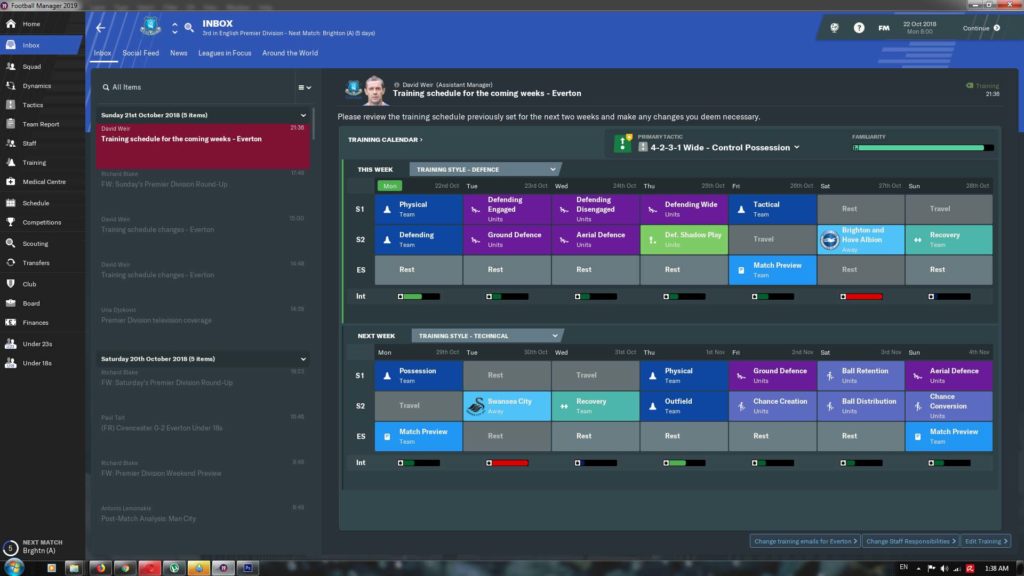 Football Manager 2019-trening
